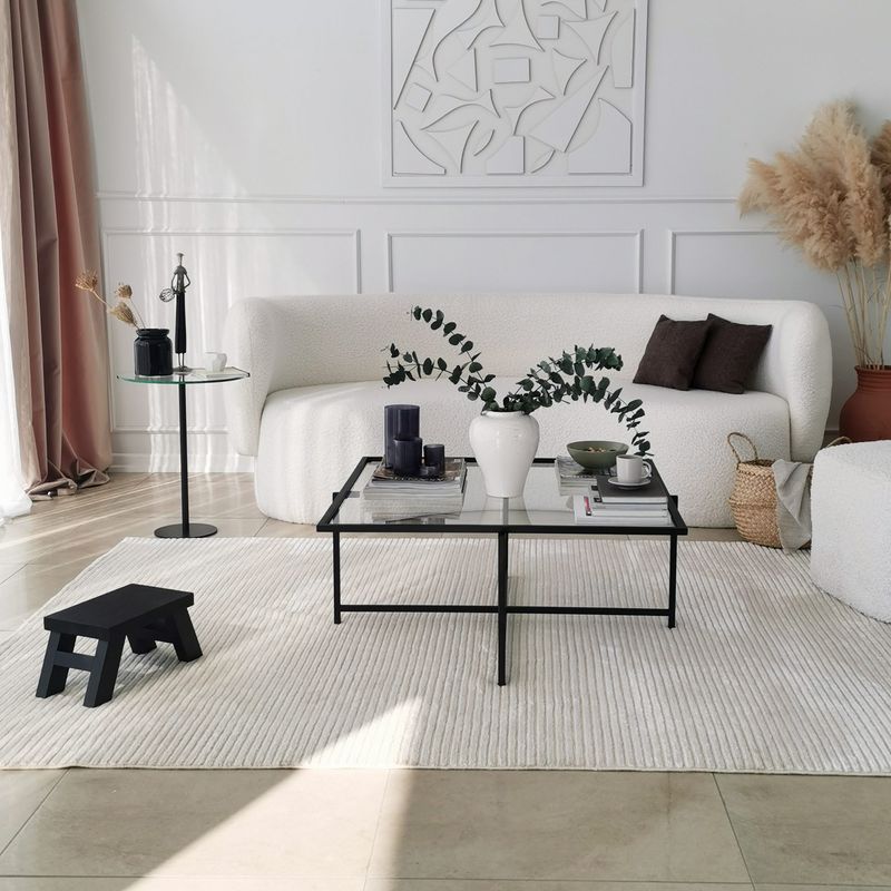 Casa si Gradina - Mobilier - Mese si birouri - Masute de cafea - Masuta de cafea, Hanah Home, sticla securizata, negru, 85x85x35 cm - Infinity.ro