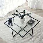 Casa si Gradina - Mobilier - Mese si birouri - Masute de cafea - Masuta de cafea, Hanah Home, sticla securizata, negru, 85x85x35 cm - Infinity.ro