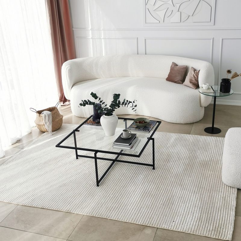 Casa si Gradina - Mobilier - Mese si birouri - Masute de cafea - Masuta de cafea, Hanah Home, sticla securizata, negru, 85x85x35 cm - Infinity.ro