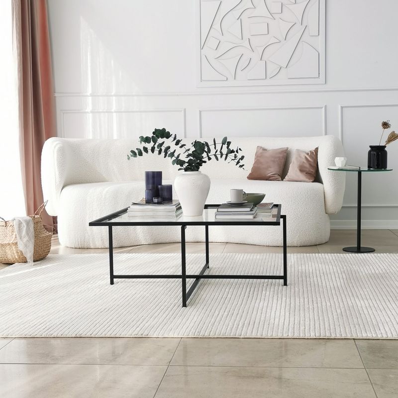 Casa si Gradina - Mobilier - Mese si birouri - Masute de cafea - Masuta de cafea, Hanah Home, sticla securizata, negru, 85x85x35 cm - Infinity.ro
