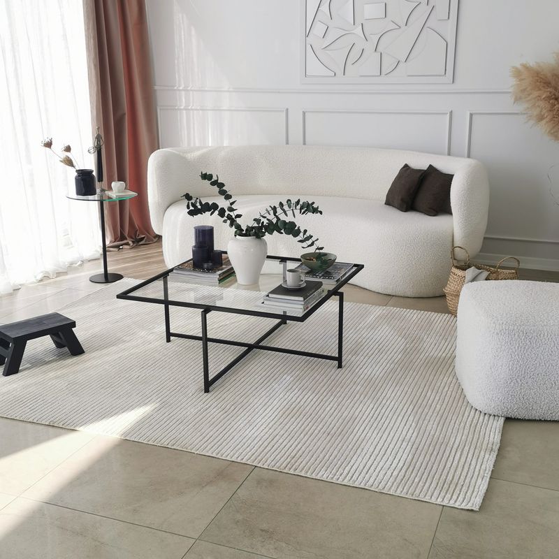 Casa si Gradina - Mobilier - Mese si birouri - Masute de cafea - Masuta de cafea, Hanah Home, sticla securizata, negru, 85x85x35 cm - Infinity.ro