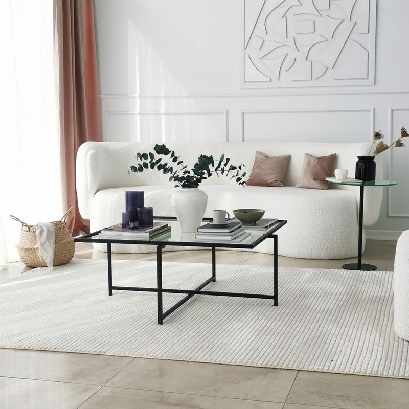 Casa si Gradina - Mobilier - Mese si birouri - Masute de cafea - Masuta de cafea, Hanah Home, sticla securizata, negru, 85x85x35 cm - Infinity.ro