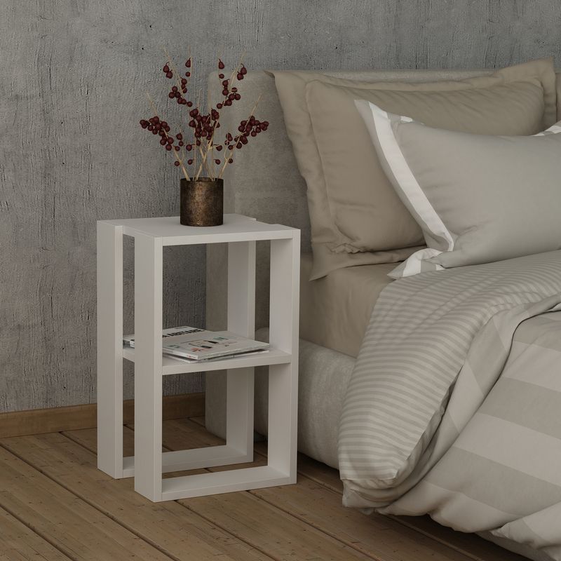 Casa si Gradina - Mobilier - Comode si corpuri - Noptiere - Noptiera, Hanah Home, pal melaminat, alb, 30x30x55 cm - Infinity.ro