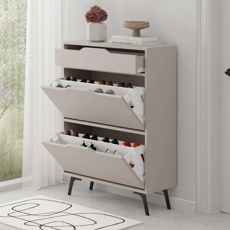 Casa si Gradina - Mobilier - Dulapuri si sifoniere - Dulapuri pantofi - Dulap pantofi, Hanah Home, pal melaminat, mocha deschis, 81.6x29.5x110 cm - Infinity.ro