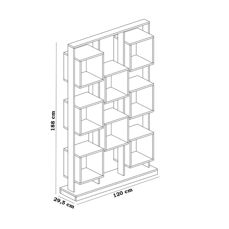 Casa si Gradina - Mobilier - Biblioteci si rafturi - Biblioteci - Biblioteca, Hanah Home, pal melaminat, alb-negru, 120x29,5x188 cm - Infinity.ro
