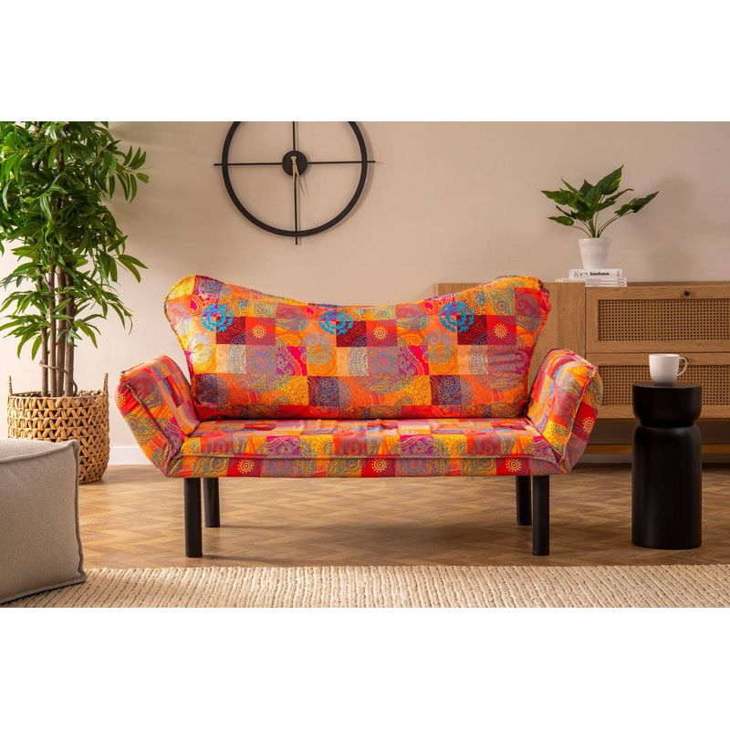 Casa si Gradina - Mobilier - Canapele si coltare - Canapele - Canapea extensibila, Hanah Home, metal, patchwork multicolor, 150x75x70 cm - Infinity.ro