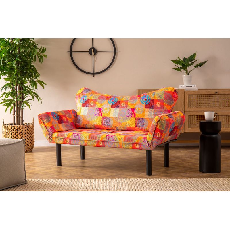 Casa si Gradina - Mobilier - Canapele si coltare - Canapele - Canapea extensibila, Hanah Home, metal, patchwork multicolor, 150x75x70 cm - Infinity.ro