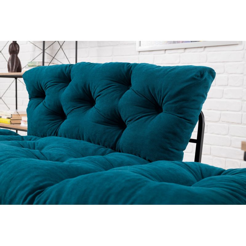 Casa si Gradina - Mobilier - Canapele si coltare - Canapele - Canapea extensibila, Hanah Home, microfibra, albastru petrol, 155x85x70 cm - Infinity.ro
