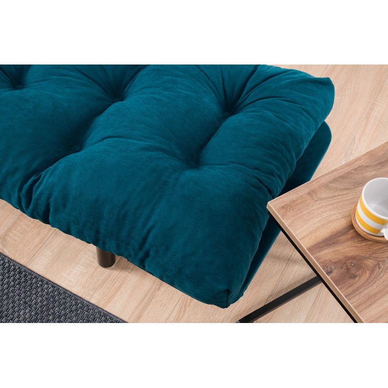 Casa si Gradina - Mobilier - Canapele si coltare - Canapele - Canapea extensibila, Hanah Home, microfibra, albastru petrol, 155x85x70 cm - Infinity.ro