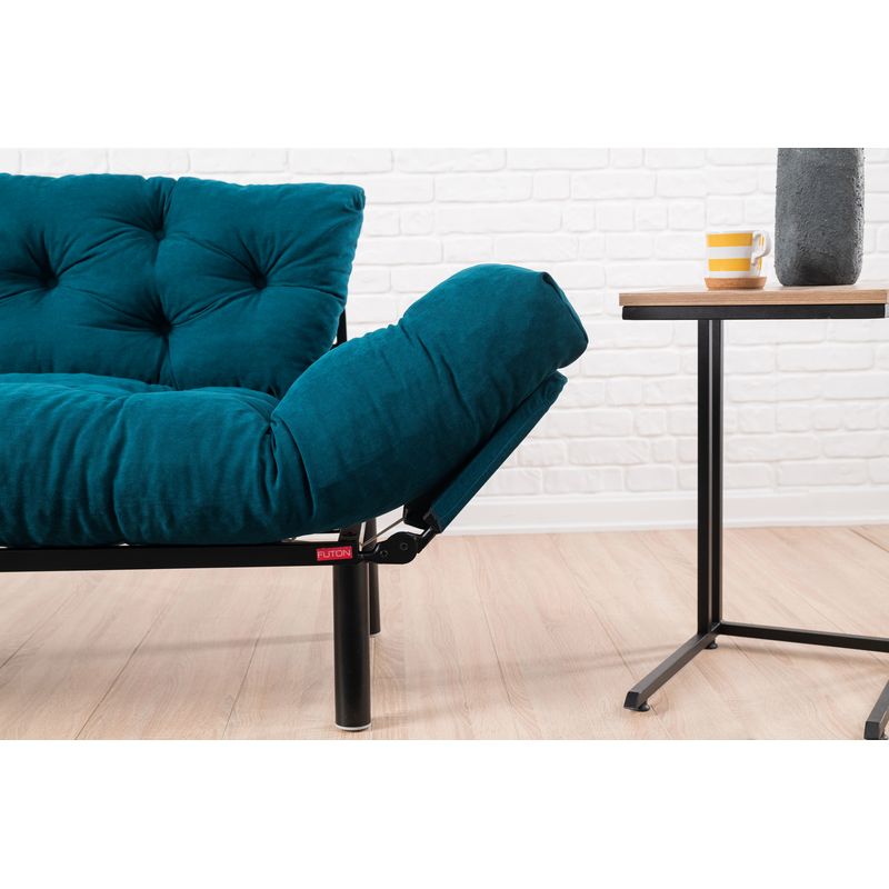 Casa si Gradina - Mobilier - Canapele si coltare - Canapele - Canapea extensibila, Hanah Home, microfibra, albastru petrol, 155x85x70 cm - Infinity.ro