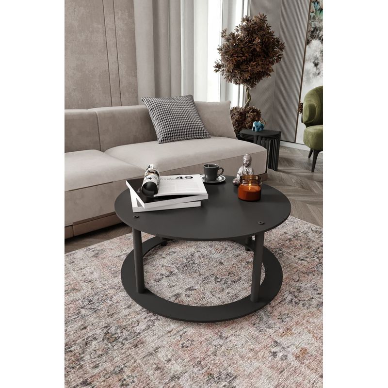 Casa si Gradina - Mobilier - Mese si birouri - Masute de cafea - Masuta de cafea, Hanah Home, mdf, negru, 70x38 cm - Infinity.ro