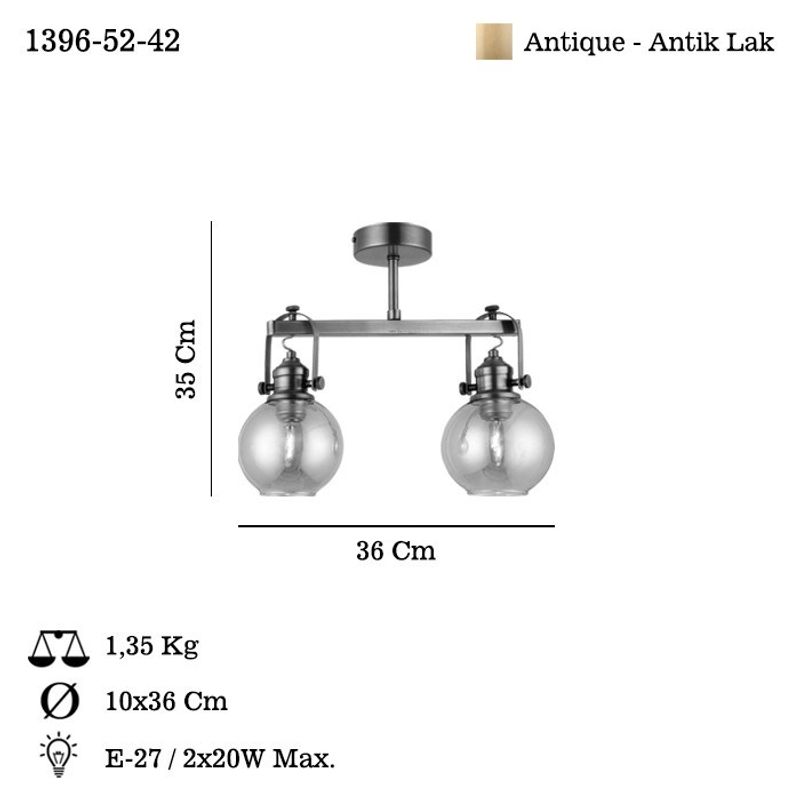 Casa si Gradina - Corpuri si surse de iluminat - Lustre si pendule - Lustra, Opviq, metal, antichizat, 35 cm - Infinity.ro