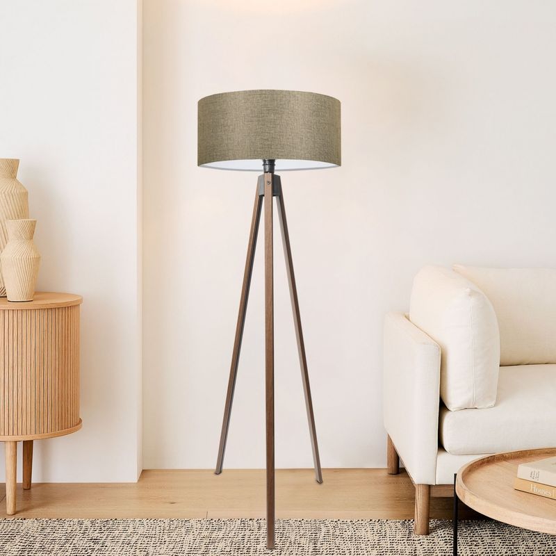 Casa si Gradina - Corpuri si surse de iluminat - Veioze si lampi - Lampadare - Lampadar, Opviq, material textil, bej nisip, 38x38x200 cm - Infinity.ro