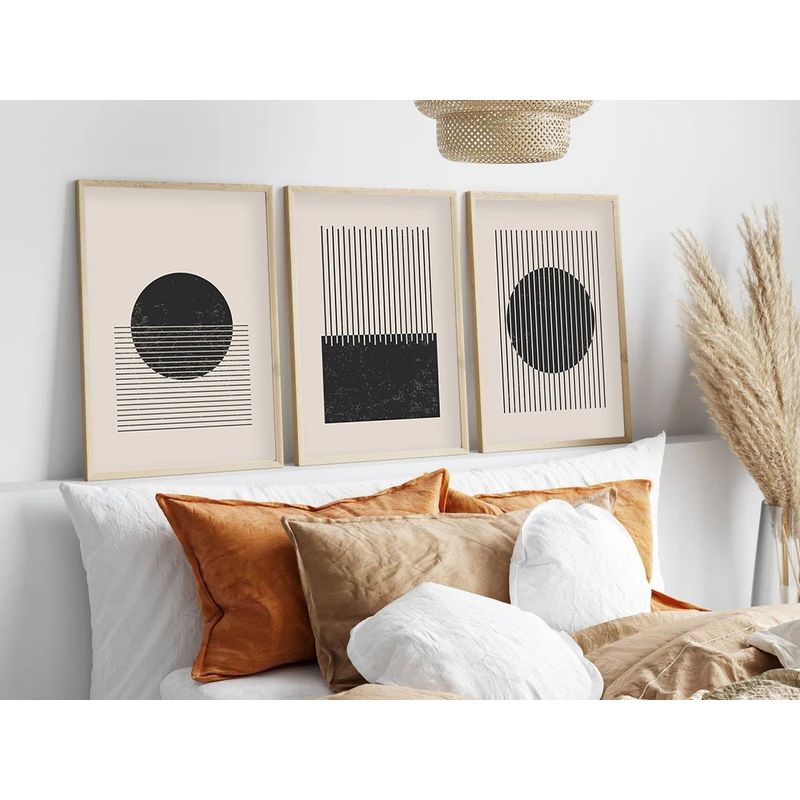 Casa si Gradina - Decoratiuni - Tablouri - Tablou decorativ inramat, Wallxpert, mdf si lemn masiv, multicolor, 50x70 cm, set 3 bucati, 693BSE1530 - Infinity.ro