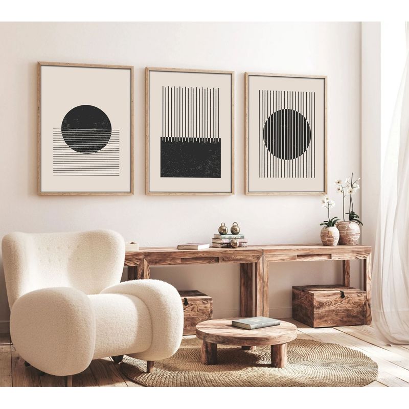 Casa si Gradina - Decoratiuni - Tablouri - Tablou decorativ inramat, Wallxpert, mdf si lemn masiv, multicolor, 50x70 cm, set 3 bucati, 693BSE1530 - Infinity.ro