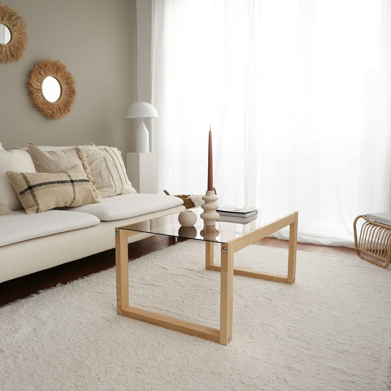 Casa si Gradina - Mobilier - Mese si birouri - Masute de cafea - Masuta de cafea, Hanah Home, lemn masiv de pin, natural, 85x55x40 cm - Infinity.ro