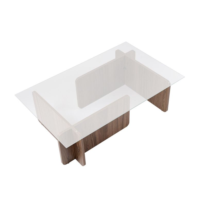 Casa si Gradina - Mobilier - Mese si birouri - Masute de cafea - Masuta de cafea, Hanah Home, sticla calita si pal melaminat, nuc, 105x65x30 cm - Infinity.ro