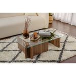 Casa si Gradina - Mobilier - Mese si birouri - Masute de cafea - Masuta de cafea, Hanah Home, sticla calita si pal melaminat, nuc, 105x65x30 cm - Infinity.ro