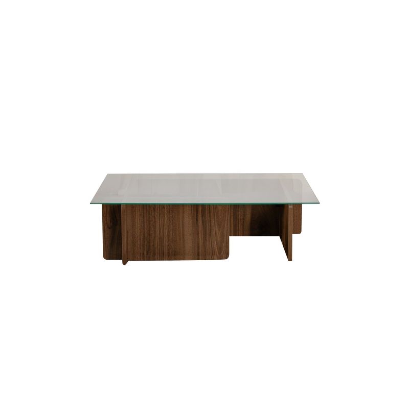 Casa si Gradina - Mobilier - Mese si birouri - Masute de cafea - Masuta de cafea, Hanah Home, sticla calita si pal melaminat, nuc, 105x65x30 cm - Infinity.ro