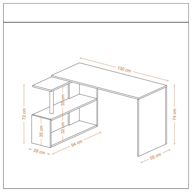Casa si Gradina - Mobilier - Mese si birouri - Birouri - Birou de studiu, Hanah Home, pal melaminat, alb, 130x94x74 cm - Infinity.ro