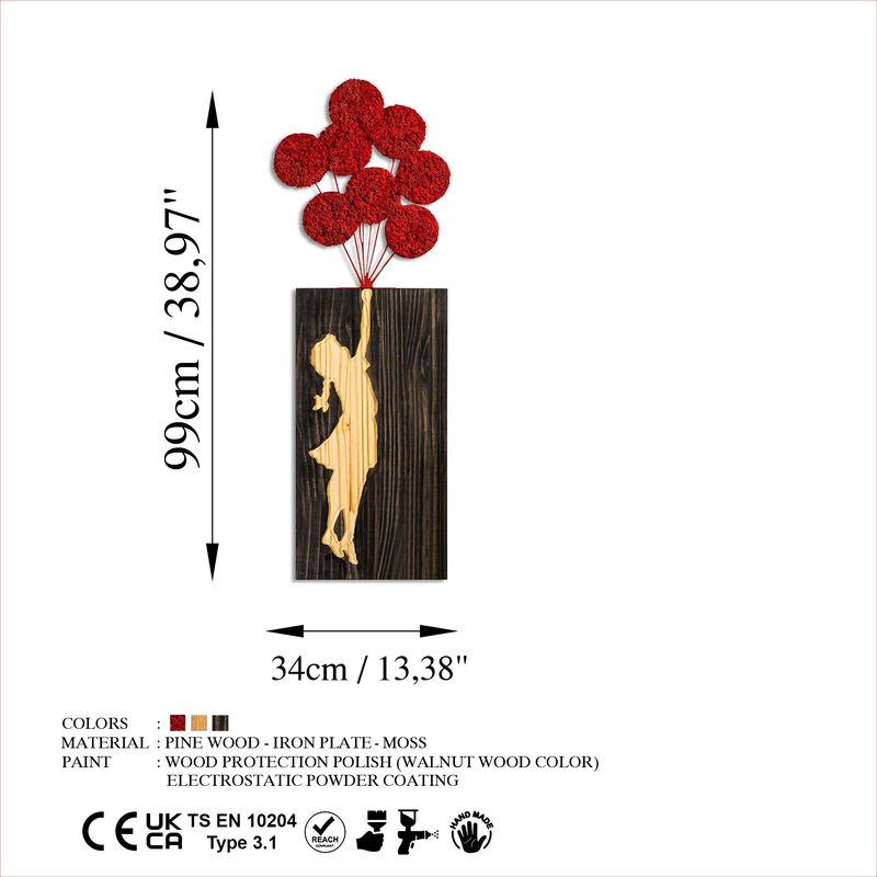 Casa si Gradina - Decoratiuni - Decoratiuni perete - Accesoriu decorativ de perete, Wallxpert, lemn, nuc maro rosu, 34x99 cm - Infinity.ro