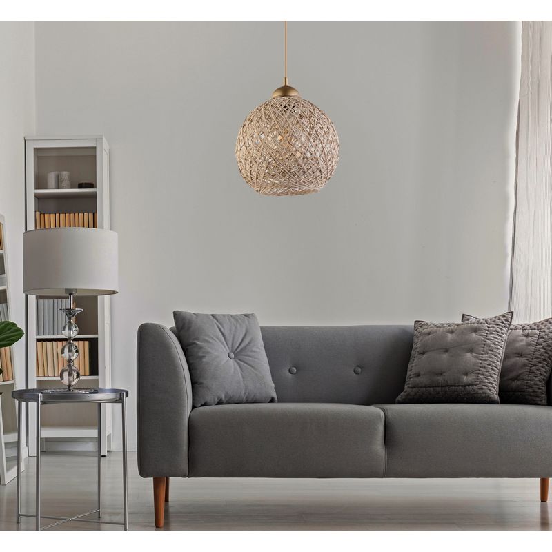Casa si Gradina - Corpuri si surse de iluminat - Lustre si pendule - Lustra, Opviq, iuta, maro si alb, 24x22x55 cm - Infinity.ro