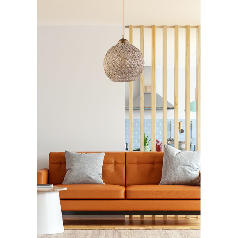Casa si Gradina - Corpuri si surse de iluminat - Lustre si pendule - Lustra, Opviq, iuta, maro si alb, 24x22x55 cm - Infinity.ro