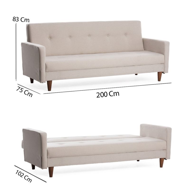 Casa si Gradina - Mobilier - Canapele si coltare - Canapele - Canapea extensibila 3 locuri, Atelier Del Sofa, poliester, crem, 200x83x75 cm - Infinity.ro
