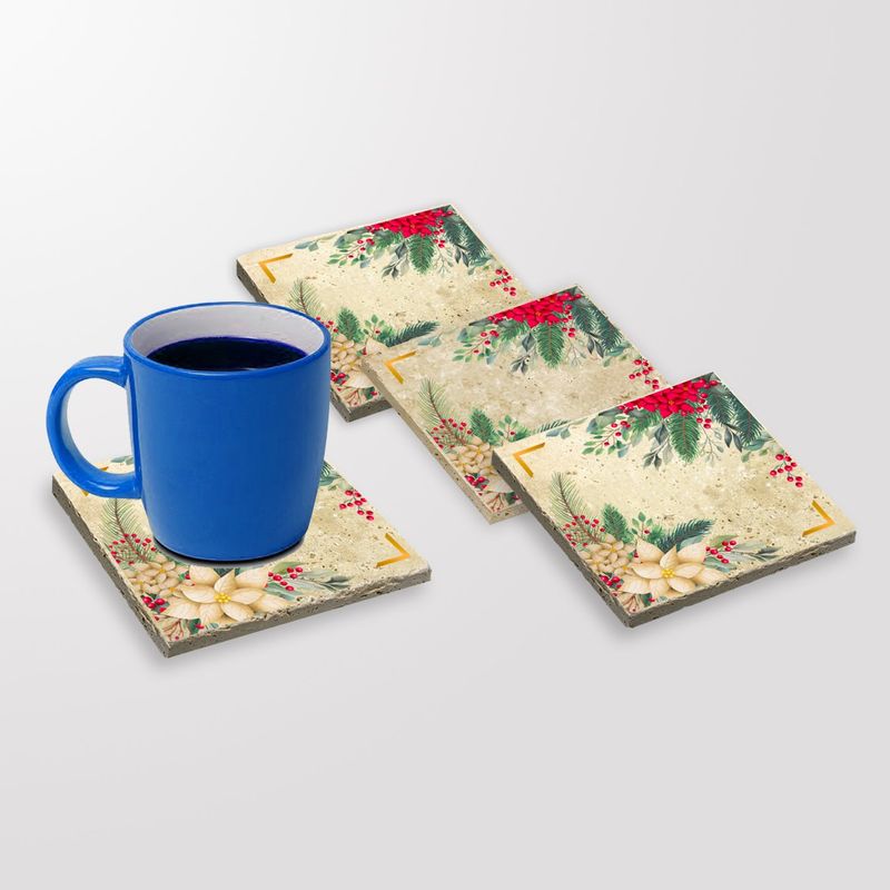 Casa si Gradina - Bucatarie si vesela - Accesorii bar - Suporturi bauturi - Set suporturi pentru pahare, Hermia, piatra naturala, multicolor, 10x10x1 cm, 4 bucati, 366TYR1207 - Infinity.ro