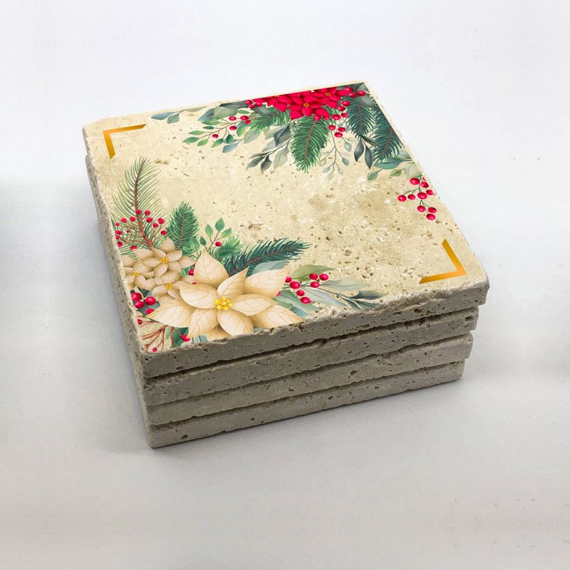 Casa si Gradina - Bucatarie si vesela - Accesorii bar - Suporturi bauturi - Set suporturi pentru pahare, Hermia, piatra naturala, multicolor, 10x10x1 cm, 4 bucati, 366TYR1207 - Infinity.ro