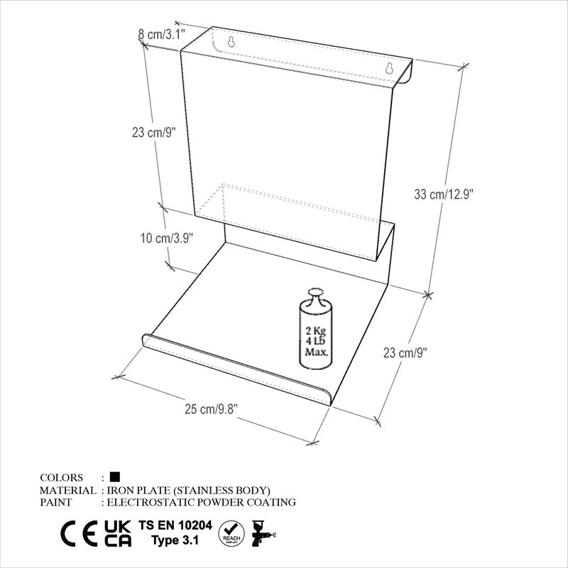 Casa si Gradina - Mobilier - Mobilier baie - Etajere baie - Etajera de perete, Hanah Home, metal, negru, 25x23x33 cm - Infinity.ro
