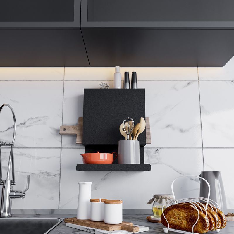 Casa si Gradina - Mobilier - Mobilier baie - Etajere baie - Etajera de perete, Hanah Home, metal, negru, 25x23x33 cm - Infinity.ro