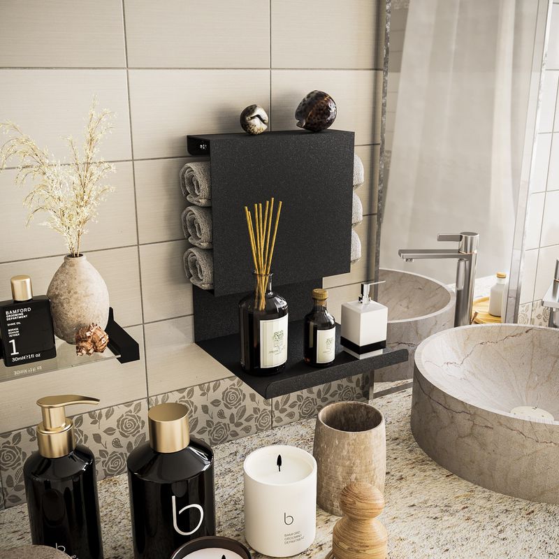 Casa si Gradina - Mobilier - Mobilier baie - Etajere baie - Etajera de perete, Hanah Home, metal, negru, 25x23x33 cm - Infinity.ro