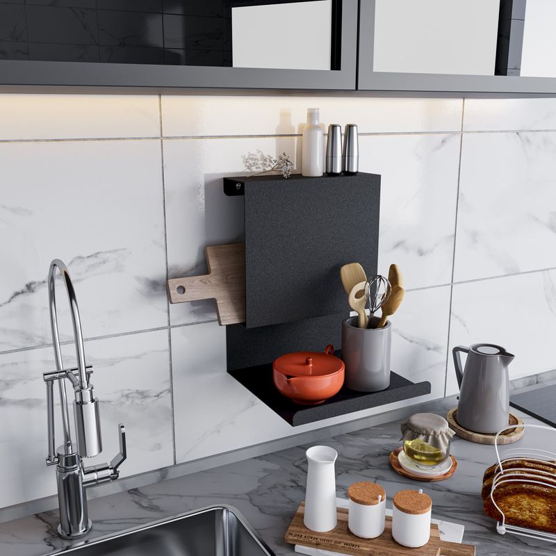 Casa si Gradina - Mobilier - Mobilier baie - Etajere baie - Etajera de perete, Hanah Home, metal, negru, 25x23x33 cm - Infinity.ro