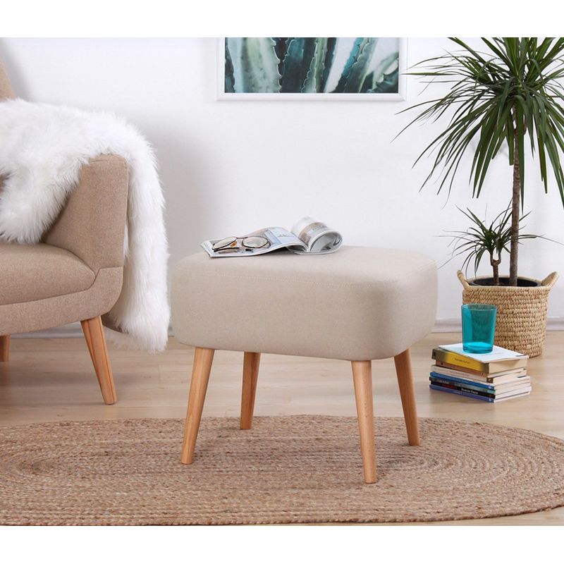 Casa si Gradina - Mobilier - Scaune si fotolii - Tabureti - Taburet, Atelier Del Sofa, bumbac si in, crem, 50x43x42 cm - Infinity.ro
