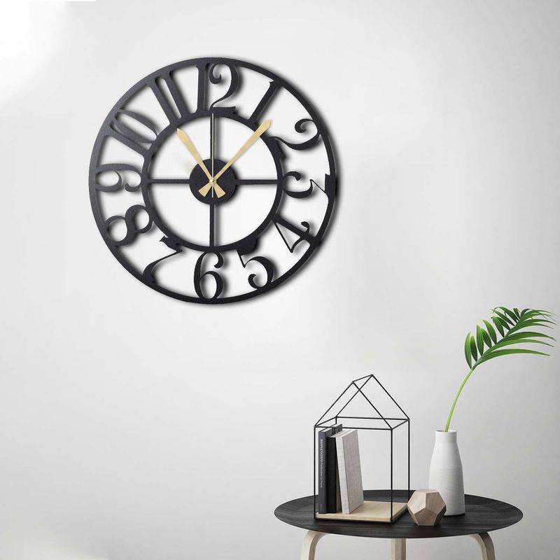 Casa si Gradina - Decoratiuni - Ceasuri - Ceas de perete decorativ, Wallxpert, metal, negru, 50x50 cm, 805BSG1102 - Infinity.ro