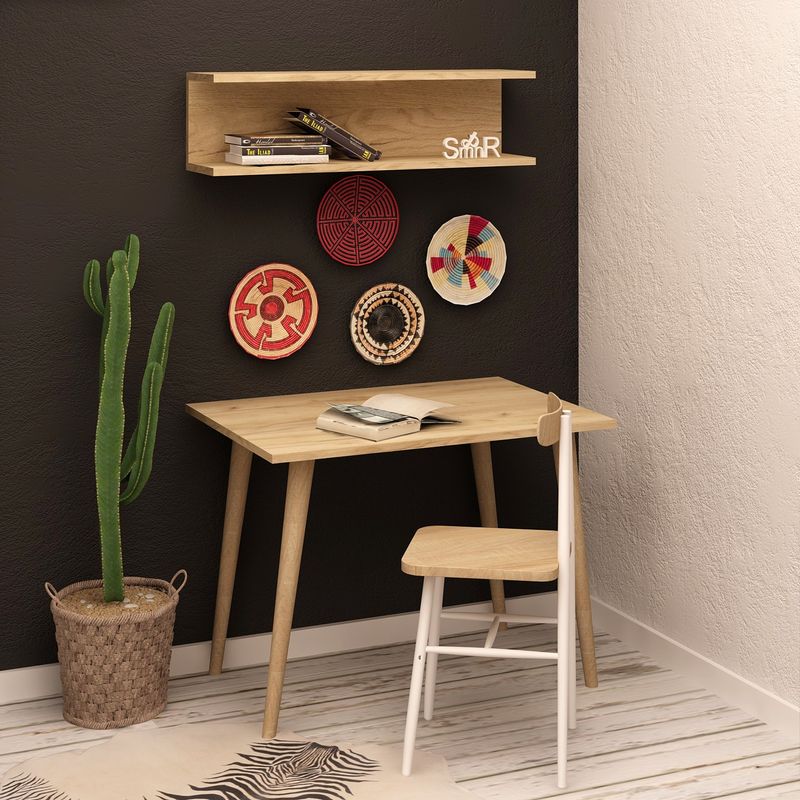 Casa si Gradina - Mobilier - Mese si birouri - Birouri - Birou de studiu, Hanah Home, pal melaminat, stejar, 80x60x74 cm - Infinity.ro