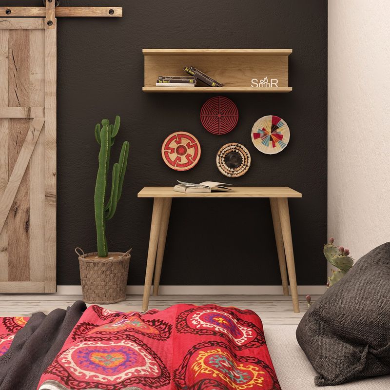 Casa si Gradina - Mobilier - Mese si birouri - Birouri - Birou de studiu, Hanah Home, pal melaminat, stejar, 80x60x74 cm - Infinity.ro