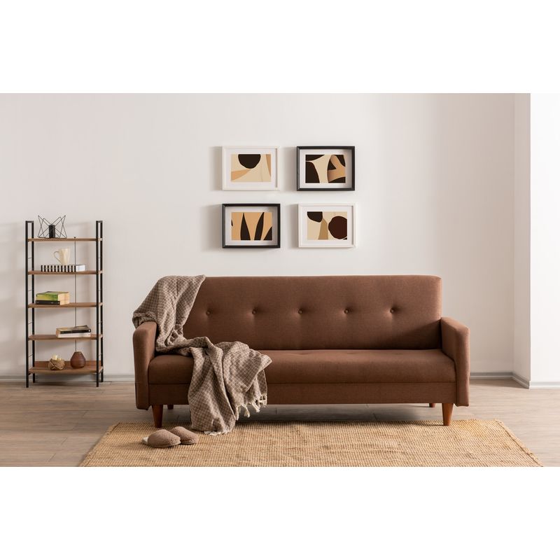 Casa si Gradina - Mobilier - Canapele si coltare - Canapele - Canapea extensibila 3 locuri, Atelier Del Sofa, cadru metalic, stofa poliester, maro, 200x83x75 cm - Infinity.ro