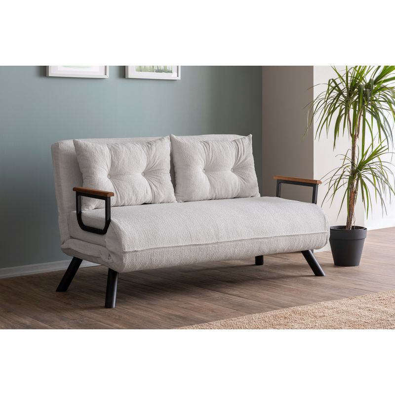 Casa si Gradina - Mobilier - Canapele si coltare - Canapele - Canapea extensibila, Atelier Del Sofa, stofa teddy, alb, 2 locuri - Infinity.ro