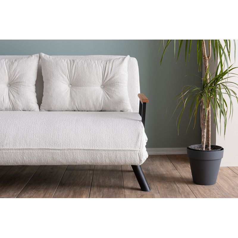 Casa si Gradina - Mobilier - Canapele si coltare - Canapele - Canapea extensibila, Atelier Del Sofa, stofa teddy, alb, 2 locuri - Infinity.ro