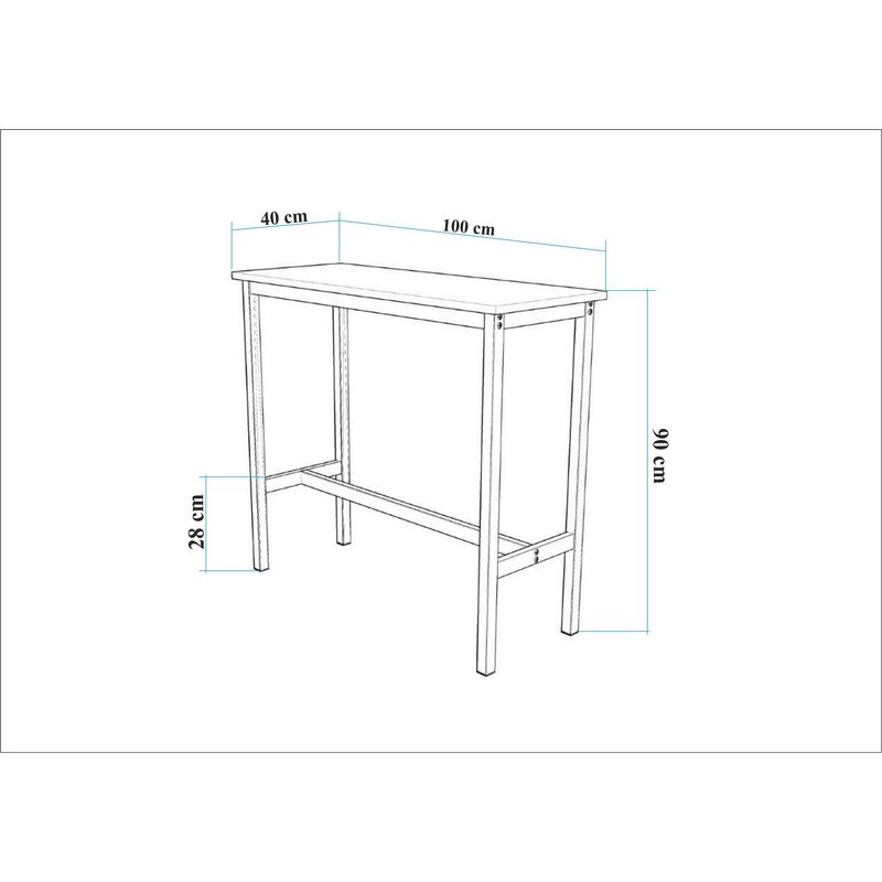 Casa si Gradina - Mobilier - Mese si birouri - Mese bucatarie si dining - Masa bar, Hanah Home, pal, cadru metalic, alb, 100x40x90 cm - Infinity.ro