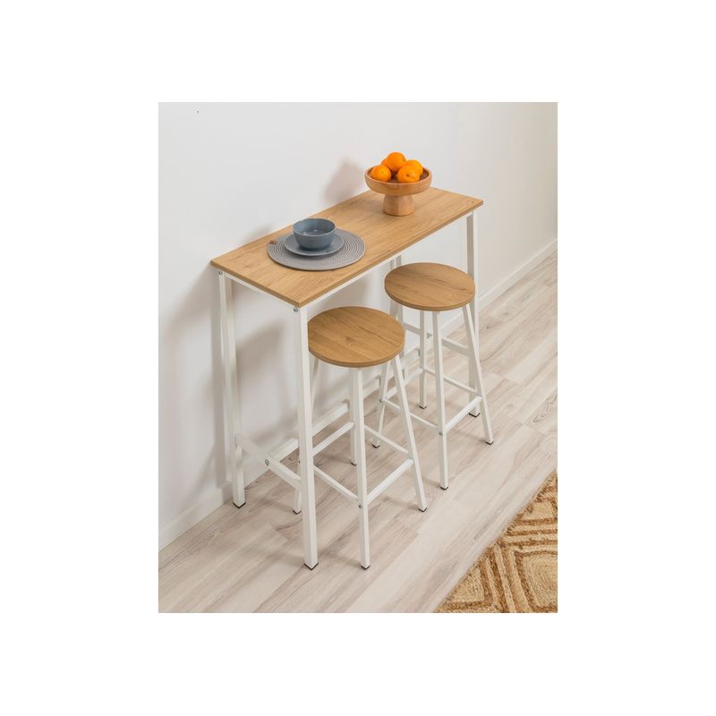 Casa si Gradina - Mobilier - Mese si birouri - Mese bucatarie si dining - Masa bar, Hanah Home, pal, cadru metalic, alb, 100x40x90 cm - Infinity.ro