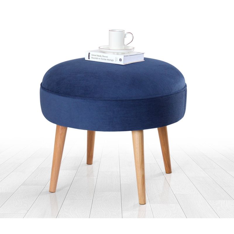 Casa si Gradina - Mobilier - Scaune si fotolii - Tabureti - Puf, Atelier Del Sofa, lemn de fag, albastru inchis, diametru 52 cm, inaltime 44 cm - Infinity.ro