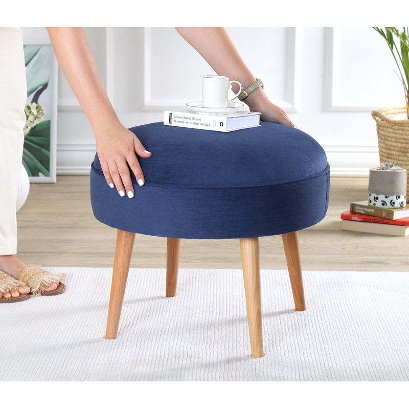 Casa si Gradina - Mobilier - Scaune si fotolii - Tabureti - Puf, Atelier Del Sofa, lemn de fag, albastru inchis, diametru 52 cm, inaltime 44 cm - Infinity.ro