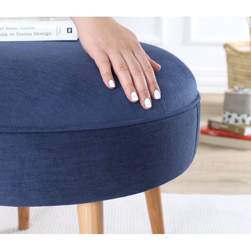 Casa si Gradina - Mobilier - Scaune si fotolii - Tabureti - Puf, Atelier Del Sofa, lemn de fag, albastru inchis, diametru 52 cm, inaltime 44 cm - Infinity.ro