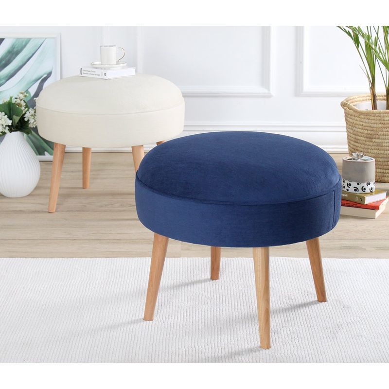 Casa si Gradina - Mobilier - Scaune si fotolii - Tabureti - Puf, Atelier Del Sofa, lemn de fag, albastru inchis, diametru 52 cm, inaltime 44 cm - Infinity.ro