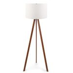 Casa si Gradina - Corpuri si surse de iluminat - Veioze si lampi - Lampadare - Lampadar, Opviq, mdf si pvc textil, alb si maro, 38x140 cm - Infinity.ro