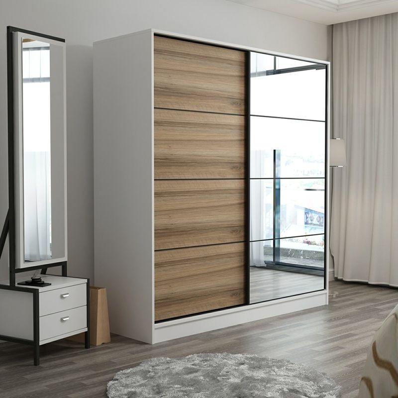 Casa si Gradina - Mobilier - Dulapuri si sifoniere - Sifoniere - Sifonier, Hanah Home, pal melaminat, alb dore, 180x52x190 cm, 506MNR2625 - Infinity.ro