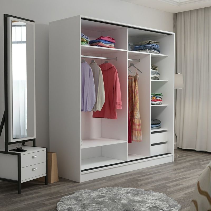 Casa si Gradina - Mobilier - Dulapuri si sifoniere - Sifoniere - Sifonier, Hanah Home, pal melaminat, alb dore, 180x52x190 cm, 506MNR2625 - Infinity.ro